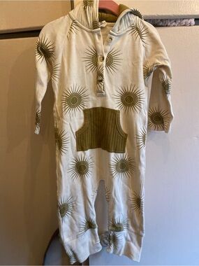 kate quinn Cream One-Piece with Olive Sunburst Print